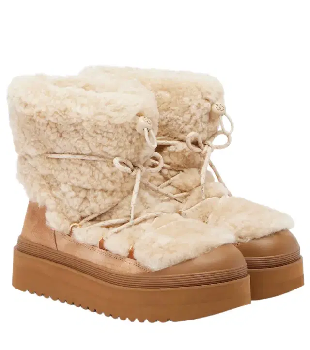 Mellow shearling and suede lace-up boots Mellow shearling and suede lace-up boots