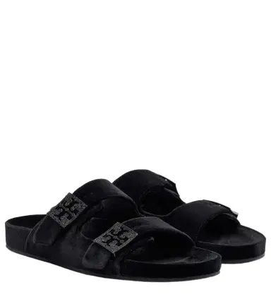 Tory Burch Mellow embellished velvet slides | Thumbnail 1 Tory Burch Mellow embellished velvet slides | Thumbnail 1