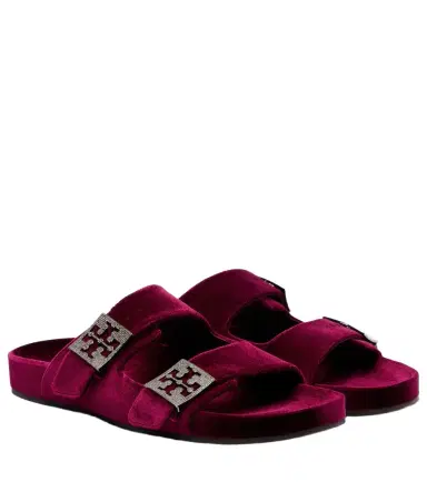 Tory Burch Mellow embellished velvet slides | Thumbnail 1 Tory Burch Mellow embellished velvet slides | Thumbnail 1