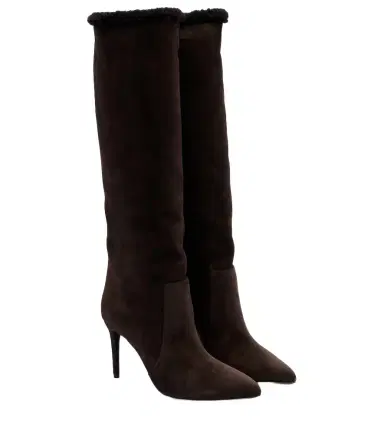 Paris Texas Stiletto 85 shearling-trimmed suede knee-high boots | Thumbnail 1 Paris Texas Stiletto 85 shearling-trimmed suede knee-high boots | Thumbnail 1