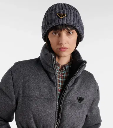 Prada Logo ribbed-knit wool and cashmere beanie | Thumbnail 2 Prada Logo ribbed-knit wool and cashmere beanie | Thumbnail 2