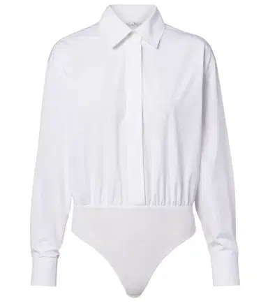 Max Mara Aere cotton poplin and tulle bodysuit | Thumbnail 1 Max Mara Aere cotton poplin and tulle bodysuit | Thumbnail 1