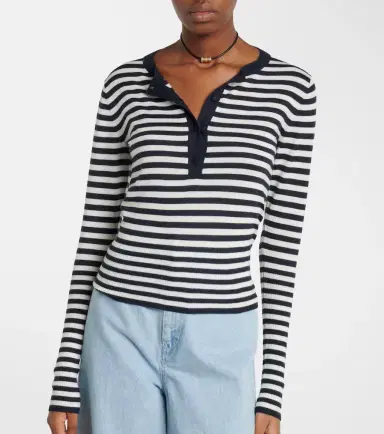 Max Mara Striped cashmere Henley sweater | Thumbnail 2 Max Mara Striped cashmere Henley sweater | Thumbnail 2