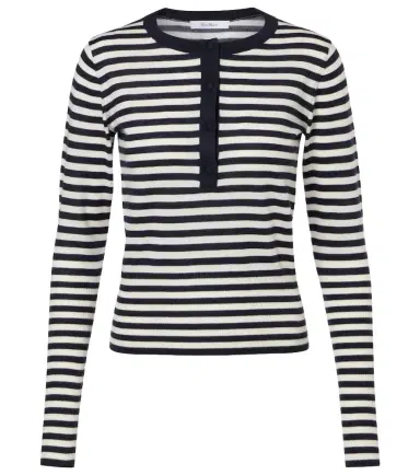 Max Mara Striped cashmere Henley sweater | Thumbnail 1 Max Mara Striped cashmere Henley sweater | Thumbnail 1