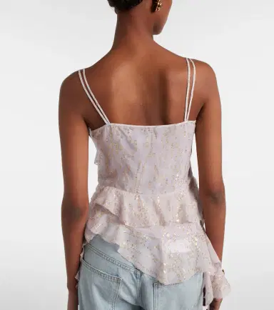Jacques Wei Printed ruffled asymmetric silk-blend top | Thumbnail 5 Jacques Wei Printed ruffled asymmetric silk-blend top | Thumbnail 5
