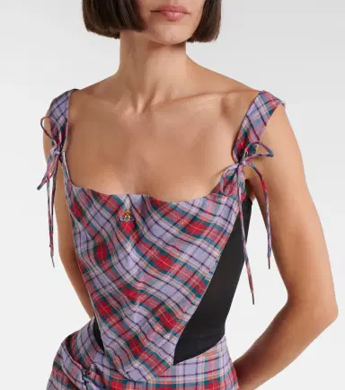 Vivienne Westwood Puppy tartan linen and mesh bustier top | Thumbnail 4 Vivienne Westwood Puppy tartan linen and mesh bustier top | Thumbnail 4