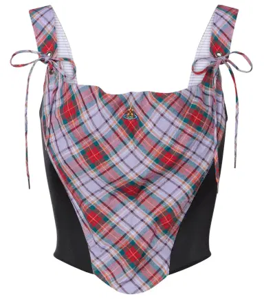 Vivienne Westwood Puppy tartan linen and mesh bustier top | Thumbnail 1 Vivienne Westwood Puppy tartan linen and mesh bustier top | Thumbnail 1