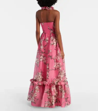 Leo Lin Isabelle floral ruffled linen-blend gown | Thumbnail 3 Leo Lin Isabelle floral ruffled linen-blend gown | Thumbnail 3