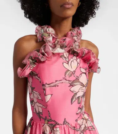 Leo Lin Isabelle floral ruffled linen-blend gown | Thumbnail 4 Leo Lin Isabelle floral ruffled linen-blend gown | Thumbnail 4