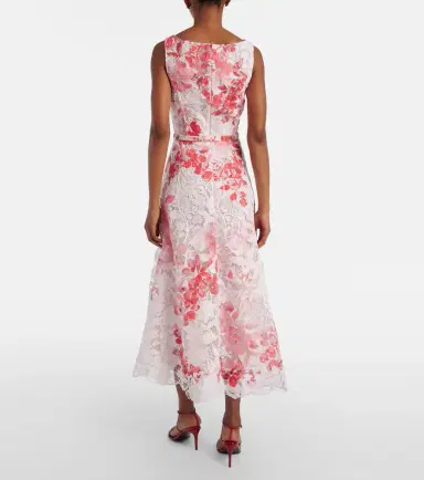 Monique Lhuillier Belted floral midi dress | Thumbnail 5 Monique Lhuillier Belted floral midi dress | Thumbnail 5