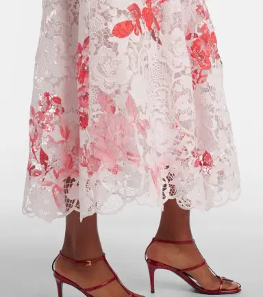 Monique Lhuillier Belted floral midi dress | Thumbnail 6 Monique Lhuillier Belted floral midi dress | Thumbnail 6