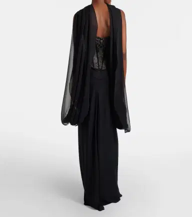 Monique Lhuillier Scarf-detail draped lace gown | Thumbnail 5 Monique Lhuillier Scarf-detail draped lace gown | Thumbnail 5