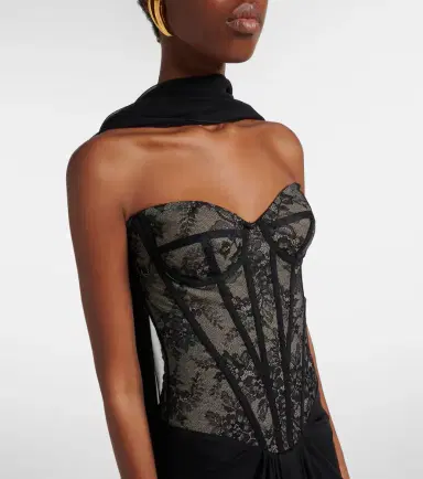Monique Lhuillier Scarf-detail draped lace gown | Thumbnail 6 Monique Lhuillier Scarf-detail draped lace gown | Thumbnail 6