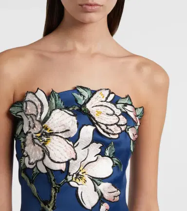 Leo Lin Ava floral-appliqué strapless midi dress | Thumbnail 4 Leo Lin Ava floral-appliqué strapless midi dress | Thumbnail 4