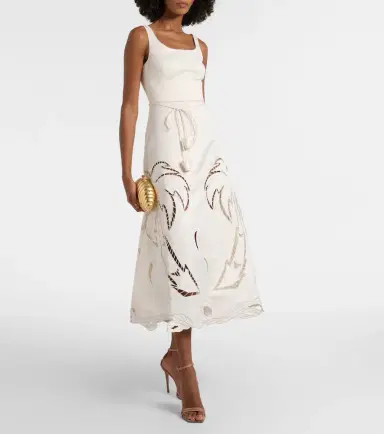 Leo Lin Palm laser-cut embroidered midi dress | Thumbnail 2 Leo Lin Palm laser-cut embroidered midi dress | Thumbnail 2
