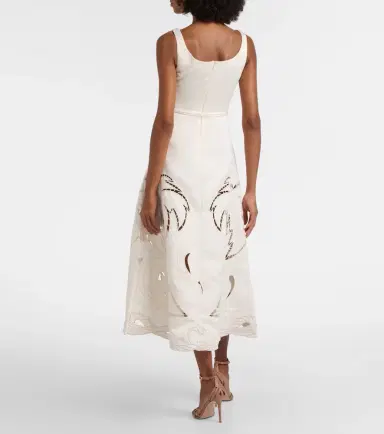 Leo Lin Palm laser-cut embroidered midi dress | Thumbnail 4 Leo Lin Palm laser-cut embroidered midi dress | Thumbnail 4