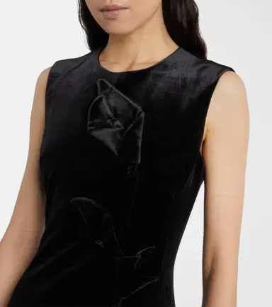 Leo Lin Cleo floral-appliqué velvet midi dress | Thumbnail 4 Leo Lin Cleo floral-appliqué velvet midi dress | Thumbnail 4