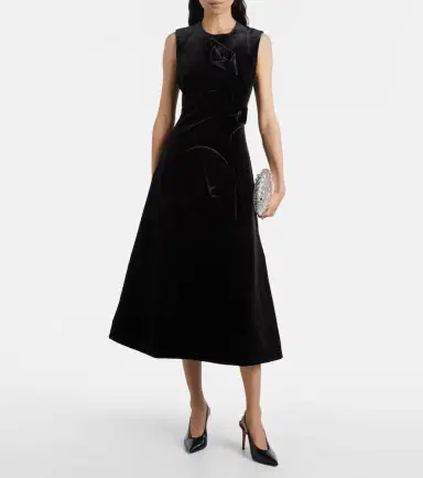 Leo Lin Cleo floral-appliqué velvet midi dress | Thumbnail 5 Leo Lin Cleo floral-appliqué velvet midi dress | Thumbnail 5