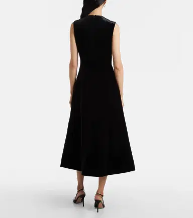 Leo Lin Cleo floral-appliqué velvet midi dress | Thumbnail 6 Leo Lin Cleo floral-appliqué velvet midi dress | Thumbnail 6
