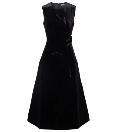 Leo Lin Cleo floral-appliqué velvet midi dress | Thumbnail 1 Leo Lin Cleo floral-appliqué velvet midi dress | Thumbnail 1