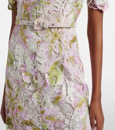 Monique Lhuillier Belted lace midi dress | Thumbnail 3 Monique Lhuillier Belted lace midi dress | Thumbnail 3