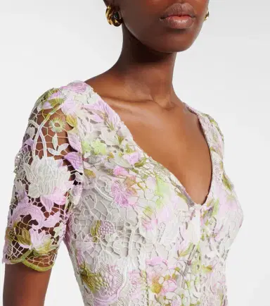 Monique Lhuillier Belted lace midi dress | Thumbnail 4 Monique Lhuillier Belted lace midi dress | Thumbnail 4