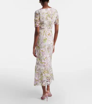 Monique Lhuillier Belted lace midi dress | Thumbnail 6 Monique Lhuillier Belted lace midi dress | Thumbnail 6