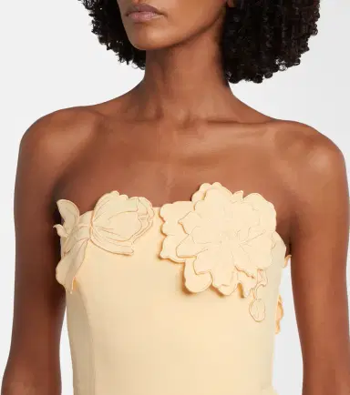 Leo Lin Rayna floral-appliqué strapless midi dress | Thumbnail 3 Leo Lin Rayna floral-appliqué strapless midi dress | Thumbnail 3