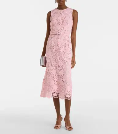 Monique Lhuillier Floral belted lace midi dress | Thumbnail 4 Monique Lhuillier Floral belted lace midi dress | Thumbnail 4