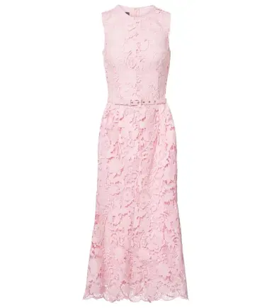 Monique Lhuillier Floral belted lace midi dress | Thumbnail 1 Monique Lhuillier Floral belted lace midi dress | Thumbnail 1