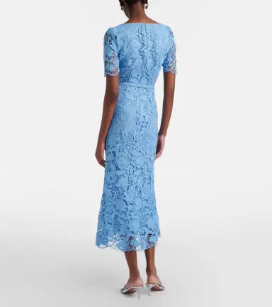 Monique Lhuillier Belted lace midi dress | Thumbnail 6 Monique Lhuillier Belted lace midi dress | Thumbnail 6