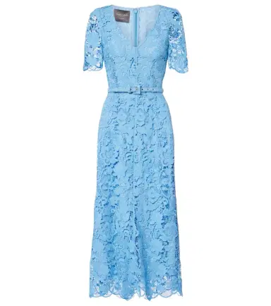 Monique Lhuillier Belted lace midi dress | Thumbnail 1 Monique Lhuillier Belted lace midi dress | Thumbnail 1