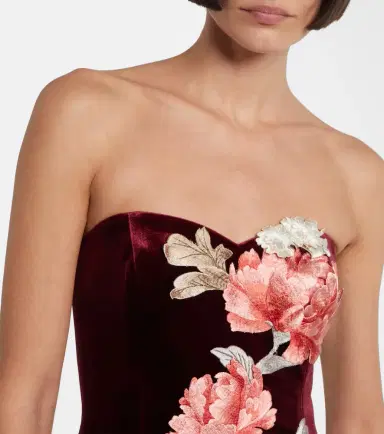 Leo Lin Rosario floral-appliqué velvet minidress | Thumbnail 5 Leo Lin Rosario floral-appliqué velvet minidress | Thumbnail 5