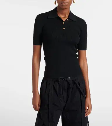 Dolce & Gabbana Embellished ribbed-knit polo shirt | Thumbnail 2 Dolce & Gabbana Embellished ribbed-knit polo shirt | Thumbnail 2