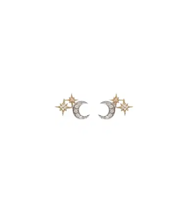 Sydney Evan Moon 14kt gold earrings with diamonds | Thumbnail 1 Sydney Evan Moon 14kt gold earrings with diamonds | Thumbnail 1