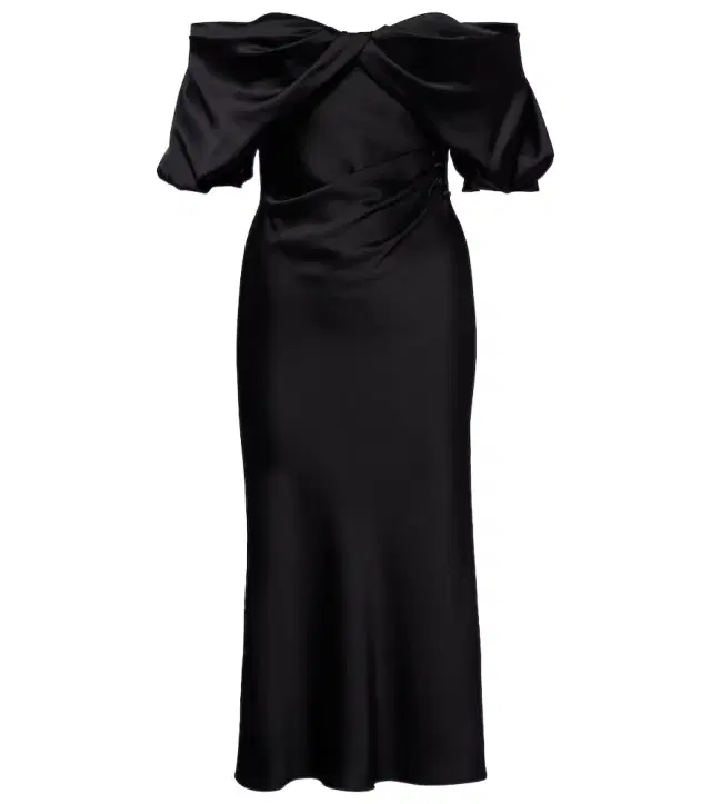Draped off-shoulder satin midi dress Draped off-shoulder satin midi dress
