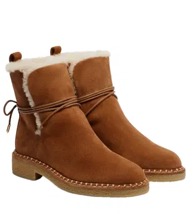 Aquazzura Megeve shearling-trimmed suede ankle boots | Thumbnail 1 Aquazzura Megeve shearling-trimmed suede ankle boots | Thumbnail 1