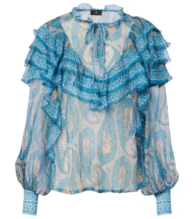 Etro Paisley ruffled silk blouse | Thumbnail 1 Etro Paisley ruffled silk blouse | Thumbnail 1