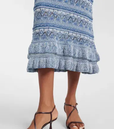 Etro Crochet ruffled cotton midi skirt | Thumbnail 3 Etro Crochet ruffled cotton midi skirt | Thumbnail 3