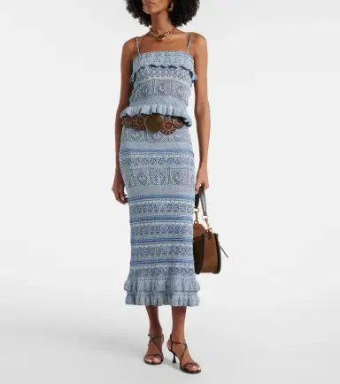 Etro Crochet ruffled cotton midi skirt | Thumbnail 4 Etro Crochet ruffled cotton midi skirt | Thumbnail 4