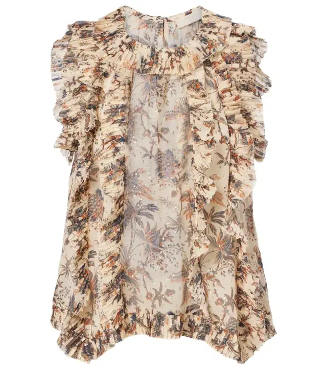 Sabra printed silk-blend chiffon top Sabra printed silk-blend chiffon top