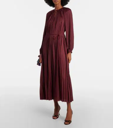 Ulla Johnson Alexia satin plissé midi dress | Thumbnail 3 Ulla Johnson Alexia satin plissé midi dress | Thumbnail 3