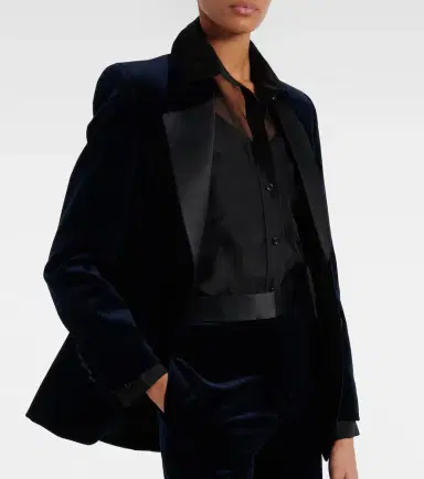 Victoria Beckham Cotton-blend velvet blazer | Thumbnail 5 Victoria Beckham Cotton-blend velvet blazer | Thumbnail 5