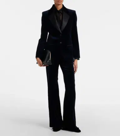 Victoria Beckham Cotton-blend velvet blazer | Thumbnail 6 Victoria Beckham Cotton-blend velvet blazer | Thumbnail 6
