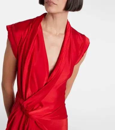Victoria Beckham Gathered silk-trimmed jersey maxi dress | Thumbnail 3 Victoria Beckham Gathered silk-trimmed jersey maxi dress | Thumbnail 3