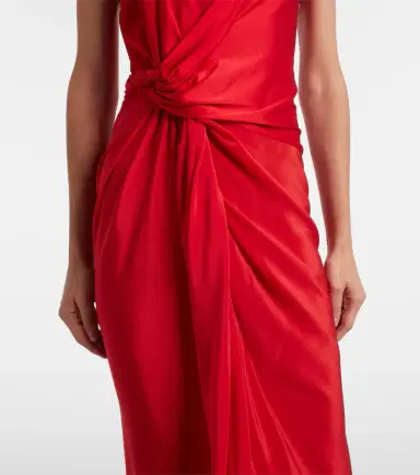 Victoria Beckham Gathered silk-trimmed jersey maxi dress | Thumbnail 4 Victoria Beckham Gathered silk-trimmed jersey maxi dress | Thumbnail 4
