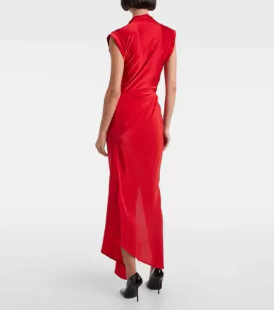 Victoria Beckham Gathered silk-trimmed jersey maxi dress | Thumbnail 5 Victoria Beckham Gathered silk-trimmed jersey maxi dress | Thumbnail 5
