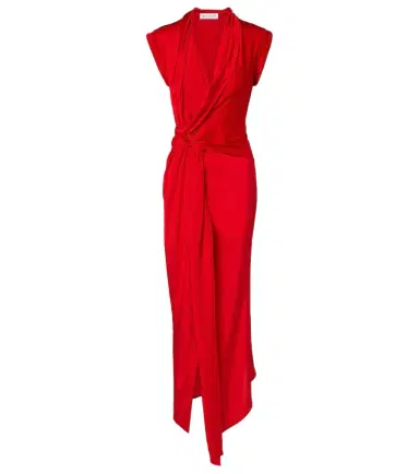 Victoria Beckham Gathered silk-trimmed jersey maxi dress | Thumbnail 1 Victoria Beckham Gathered silk-trimmed jersey maxi dress | Thumbnail 1