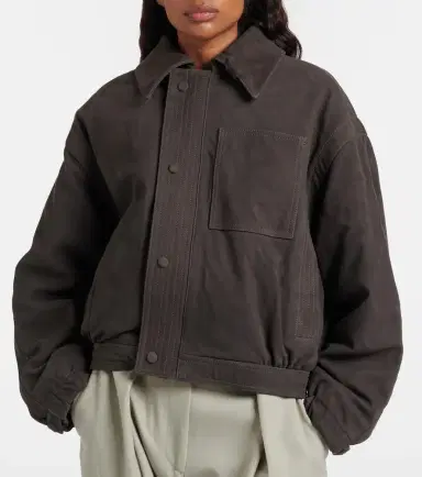 Victoria Beckham Shearling-trimmed suede blouson jacket | Thumbnail 2 Victoria Beckham Shearling-trimmed suede blouson jacket | Thumbnail 2