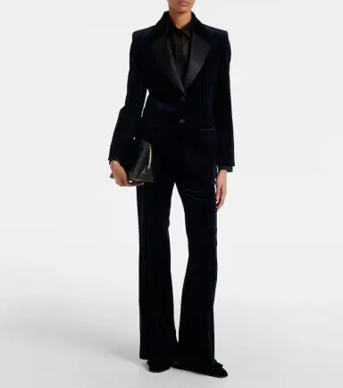 Victoria Beckham Satin-trimmed velvet wide-leg pants | Thumbnail 3 Victoria Beckham Satin-trimmed velvet wide-leg pants | Thumbnail 3